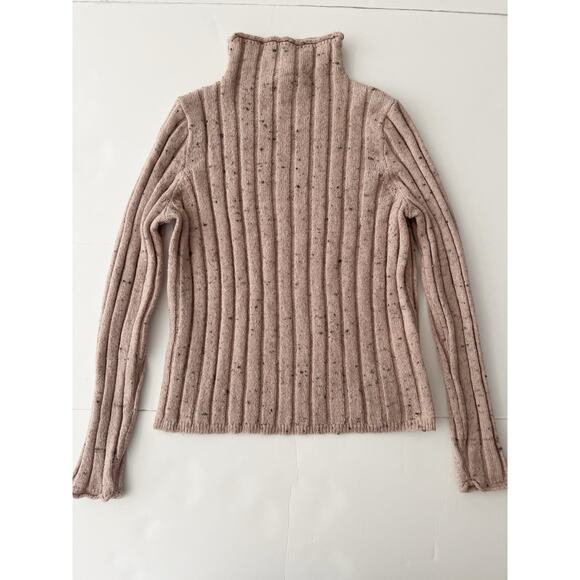 Madewell Donegal Evercrest Sweater Women S Tan Wool Blend Ribbed Turtle Neck - Picture 3 of 12
